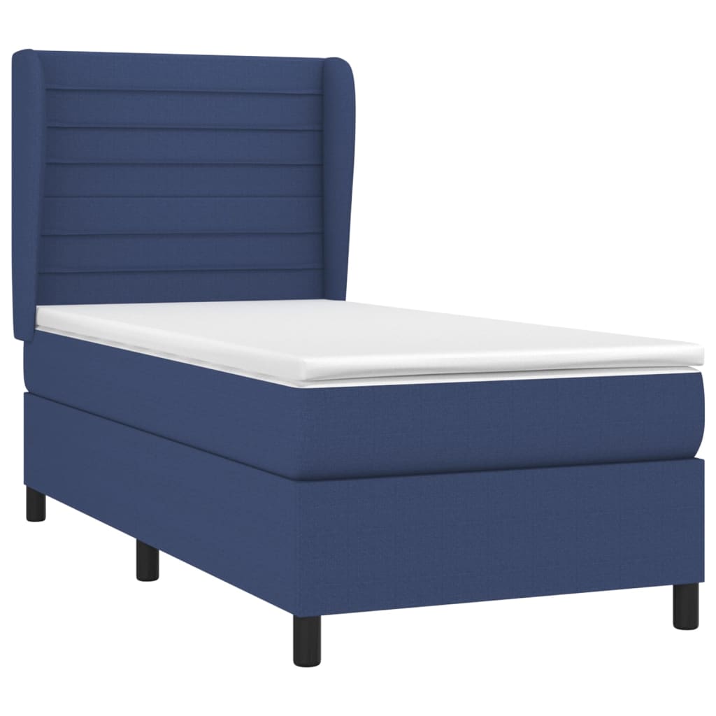 vidaXL kék szövet rugós ágy matraccal 80 x 200 cm
