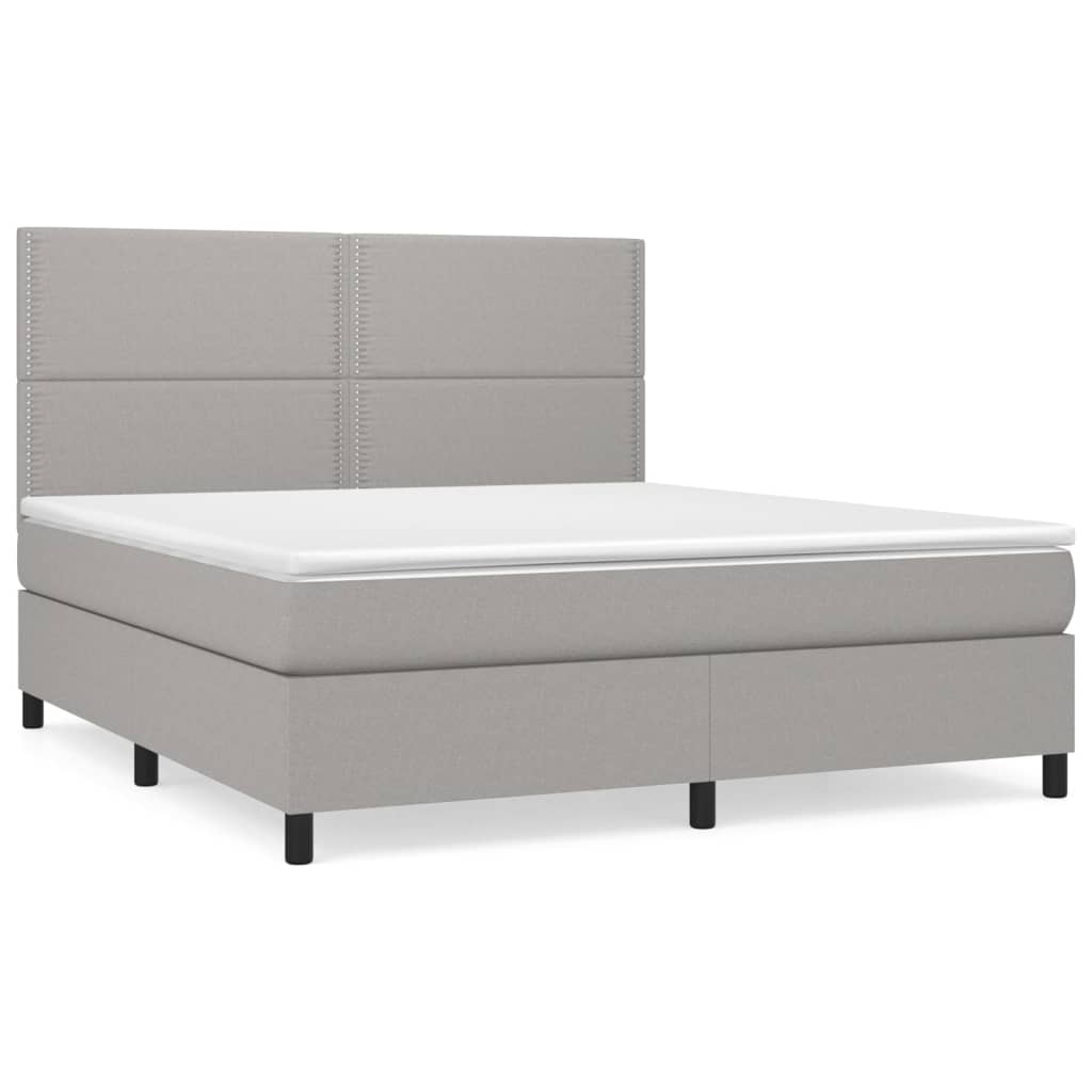 vidaXL világosszürke szövet rugós ágy matraccal 160 x 200 cm
