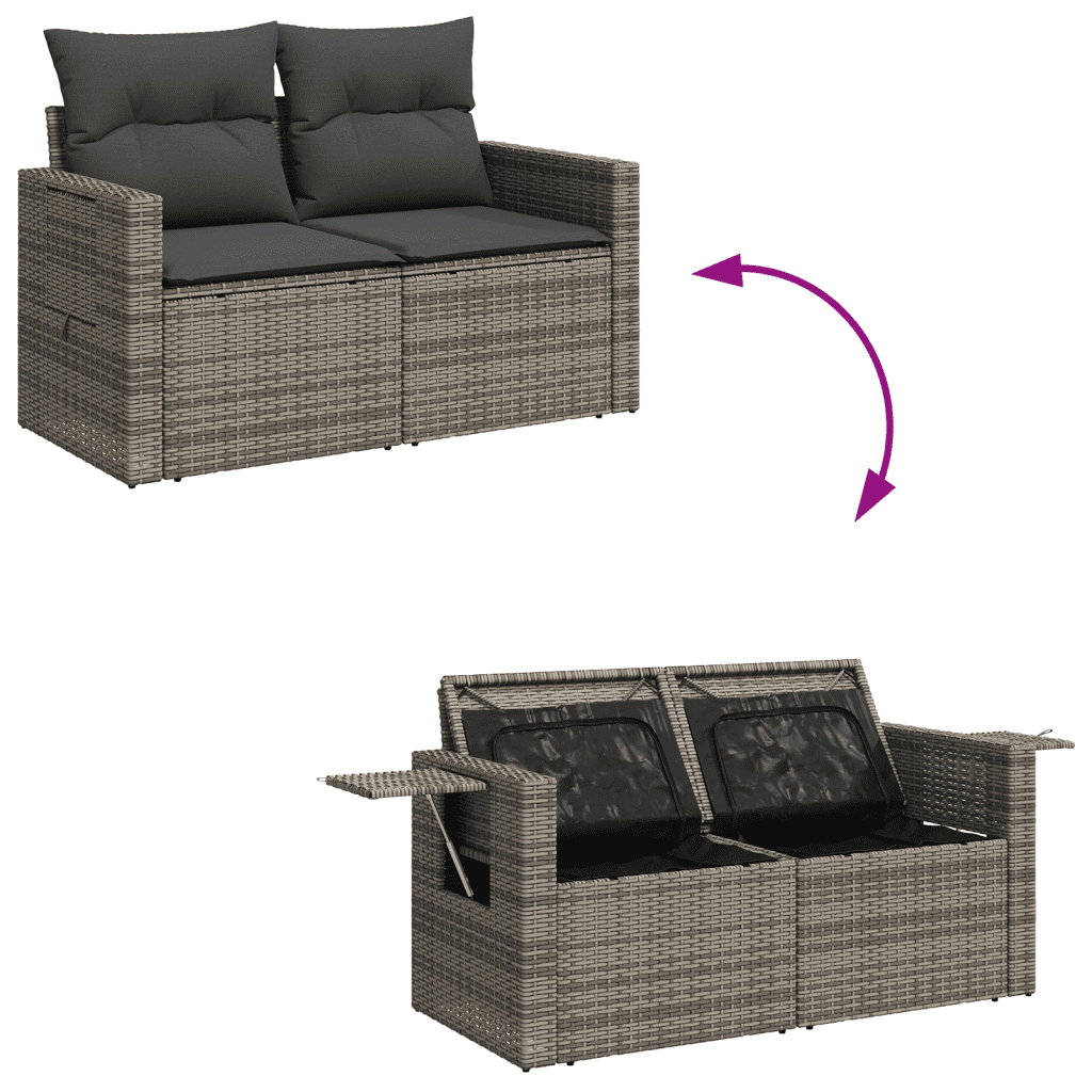 vidaXL 13 részes szürke polyrattan kerti ülőgarnitúra párnákkal