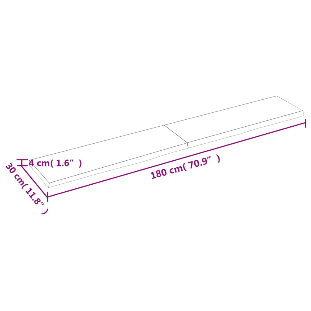 vidaXL sötétbarna kezelt tömör fa fürdőszobai pult 180x30x(2-4) cm