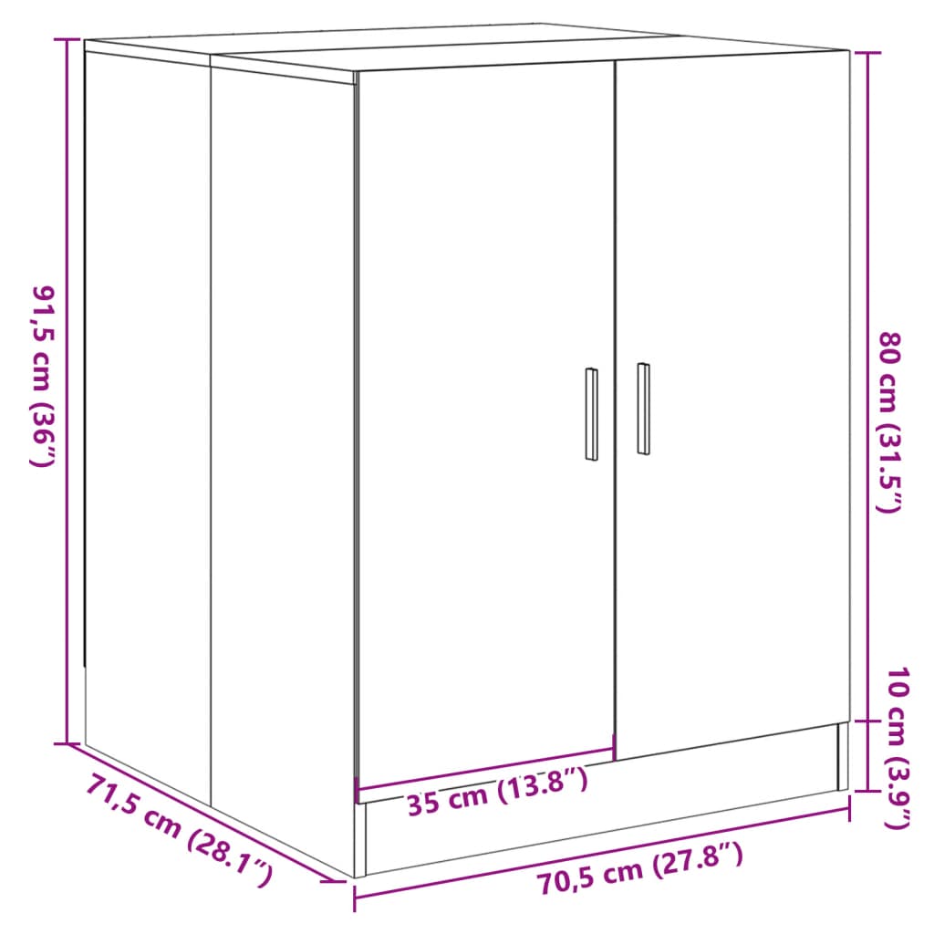 vidaXL sonoma tölgy színű mosógépszekrény 70,5 x 71,5 x 91,5 cm