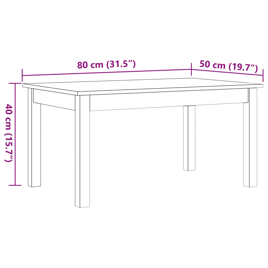 vidaXL viaszbarna tömör fenyőfa dohányzóasztal 80 x 50 x 40 cm