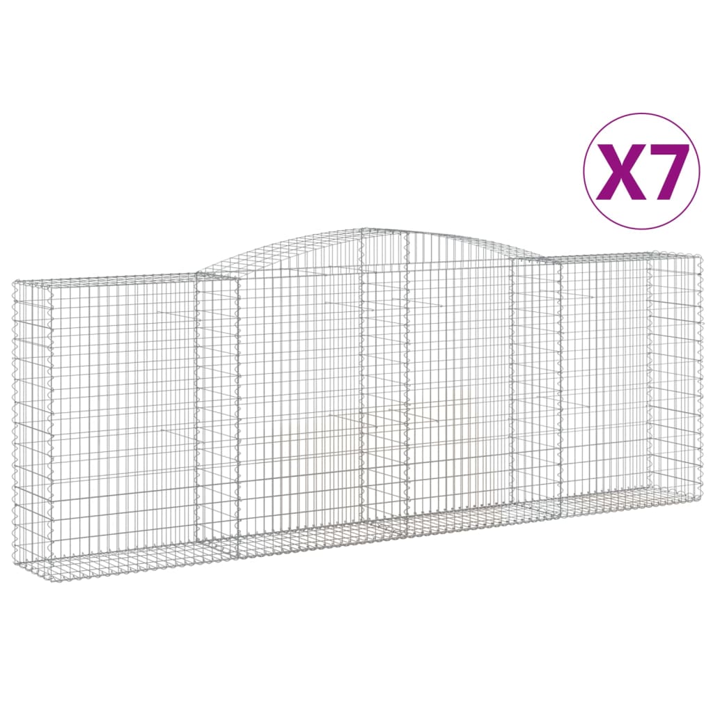 vidaXL 7 db íves horganyzott vas gabion kosár 400x50x140/160 cm