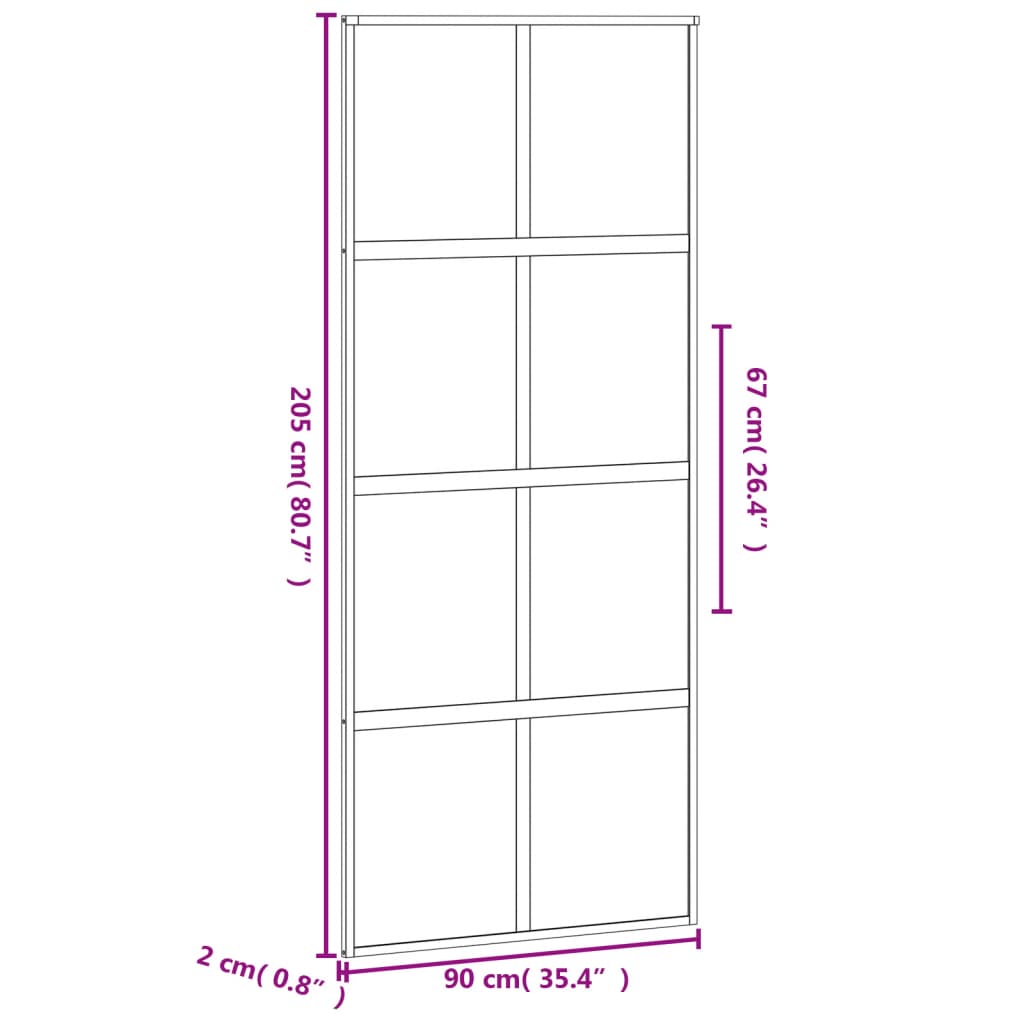 vidaXL fekete edzett üveg és alumínium tolóajtó 76 x 205 cm