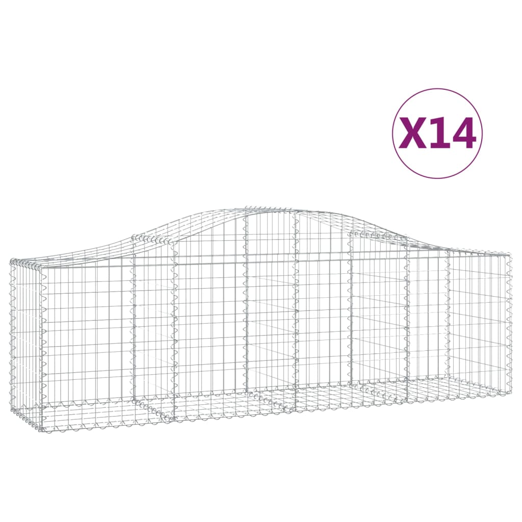 vidaXL 14 db íves horganyzott vas gabion kosár 200x50x60/80 cm