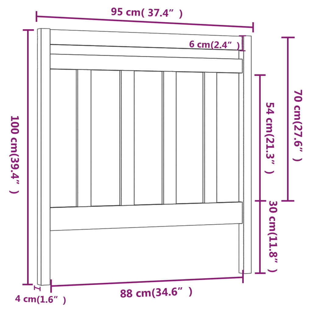 vidaXL tömör fenyőfa ágy fejtámla 95 x 4 x 100 cm