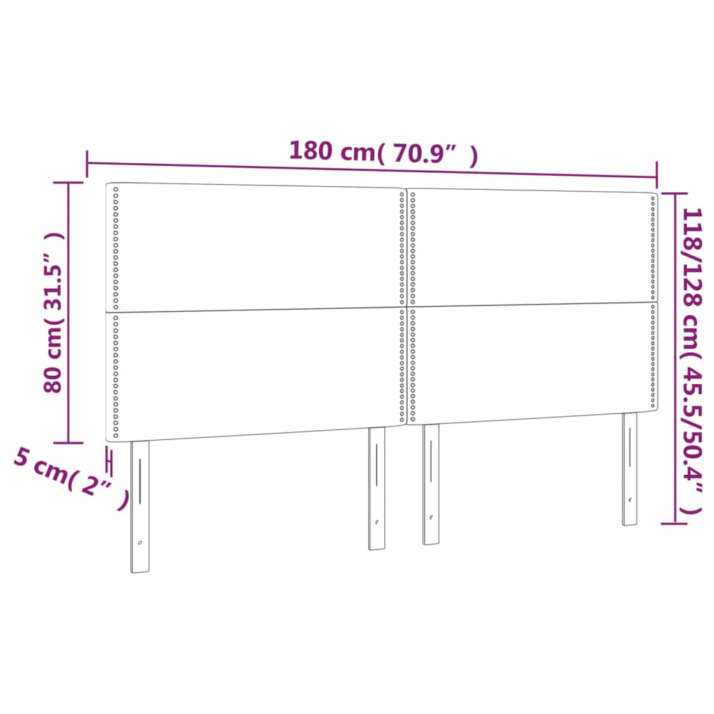 vidaXL világosszürke bársony LED-es fejtámla 180x5x118/128 cm