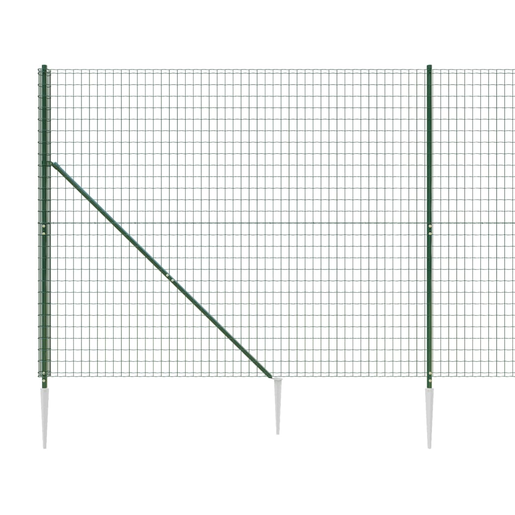 vidaXL zöld dróthálós kerítés cövekekkel 1,8x25 m