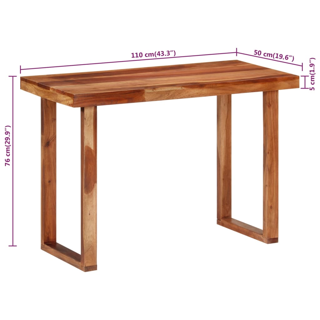 vidaXL tömör akácfa étkezőasztal 110 x 50 x 76 cm