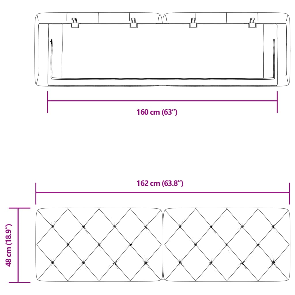 vidaXL kék bársony fejtámla párna 160 cm