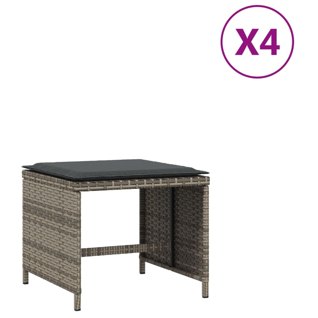 vidaXL 4 db szürke polyrattan kerti szék párnával 40 x 40 x 35 cm