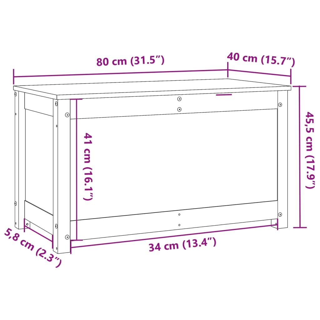 vidaXL tömör fenyőfa tárolóláda 80 x 40 x 45,5 cm