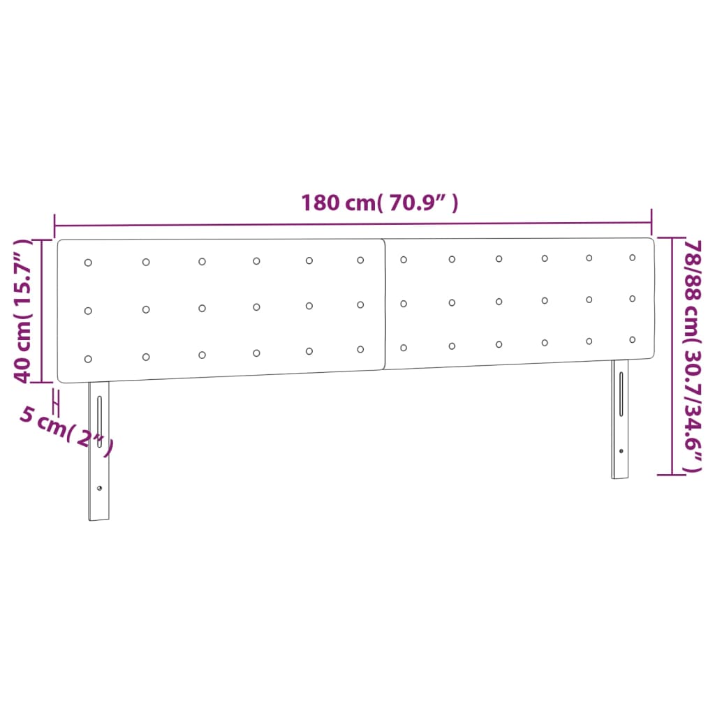 vidaXL fekete szövet LED-es fejtámla 180x5x78/88 cm