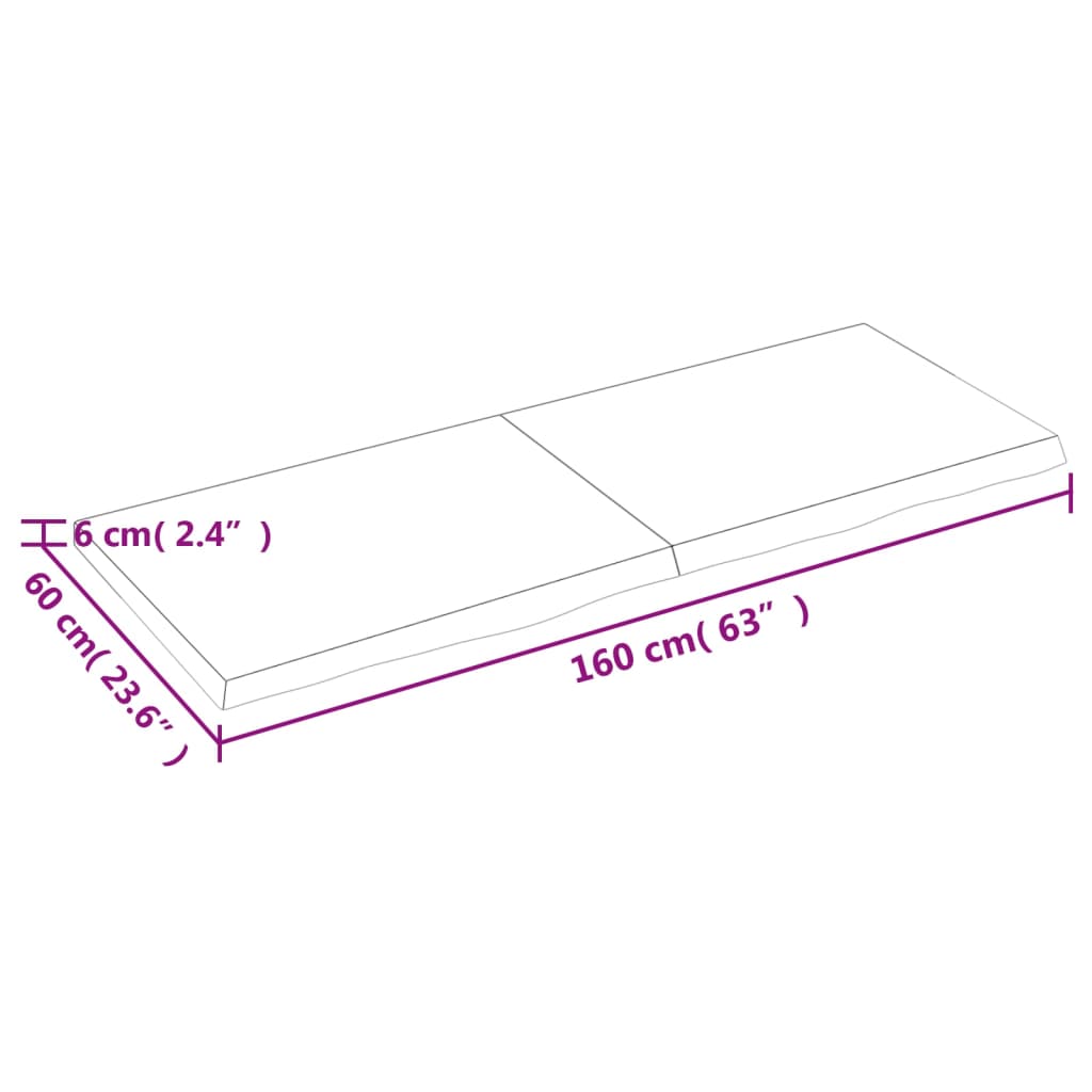 vidaXL sötétbarna kezelt tömör tölgyfa asztallap 160x60x(2-6) cm