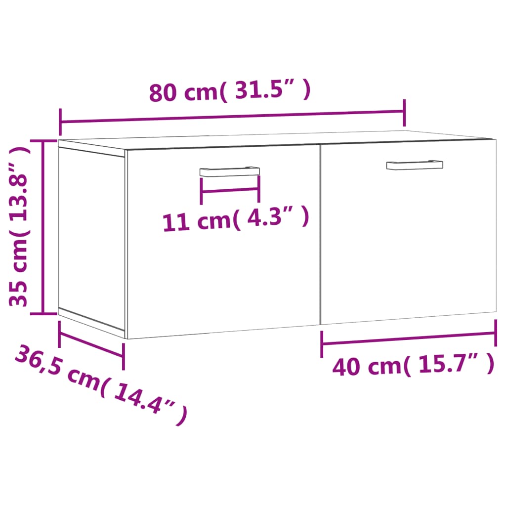 vidaXL sonoma tölgy színű szerelt fa faliszekrény 80 x 36,5 x 35 cm