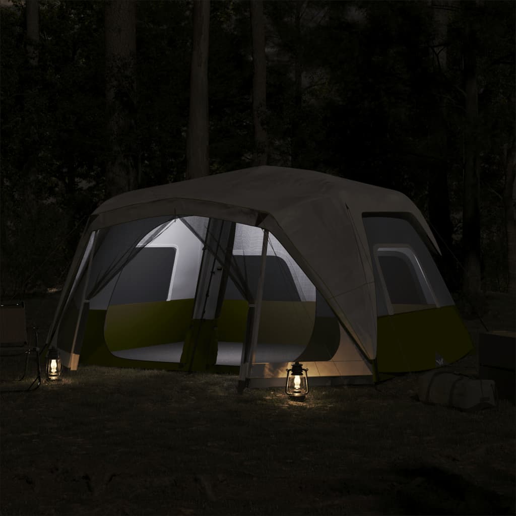 vidaXL 10 személyes világoszöld LED-es felugró családi sátor
