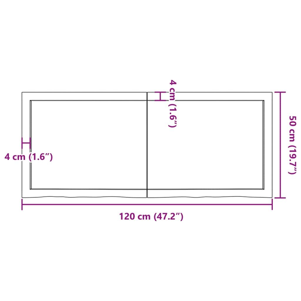 vidaXL sötétbarna kezelt tömör fa fürdőszobai pult 120x50x(2-4) cm