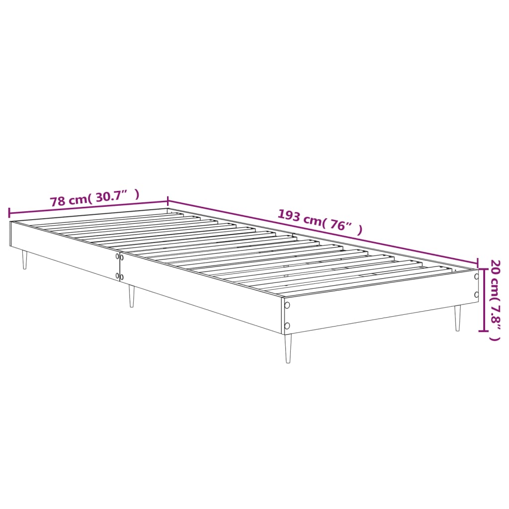 vidaXL magasfényű fehér szerelt fa ágykeret 75x190 cm