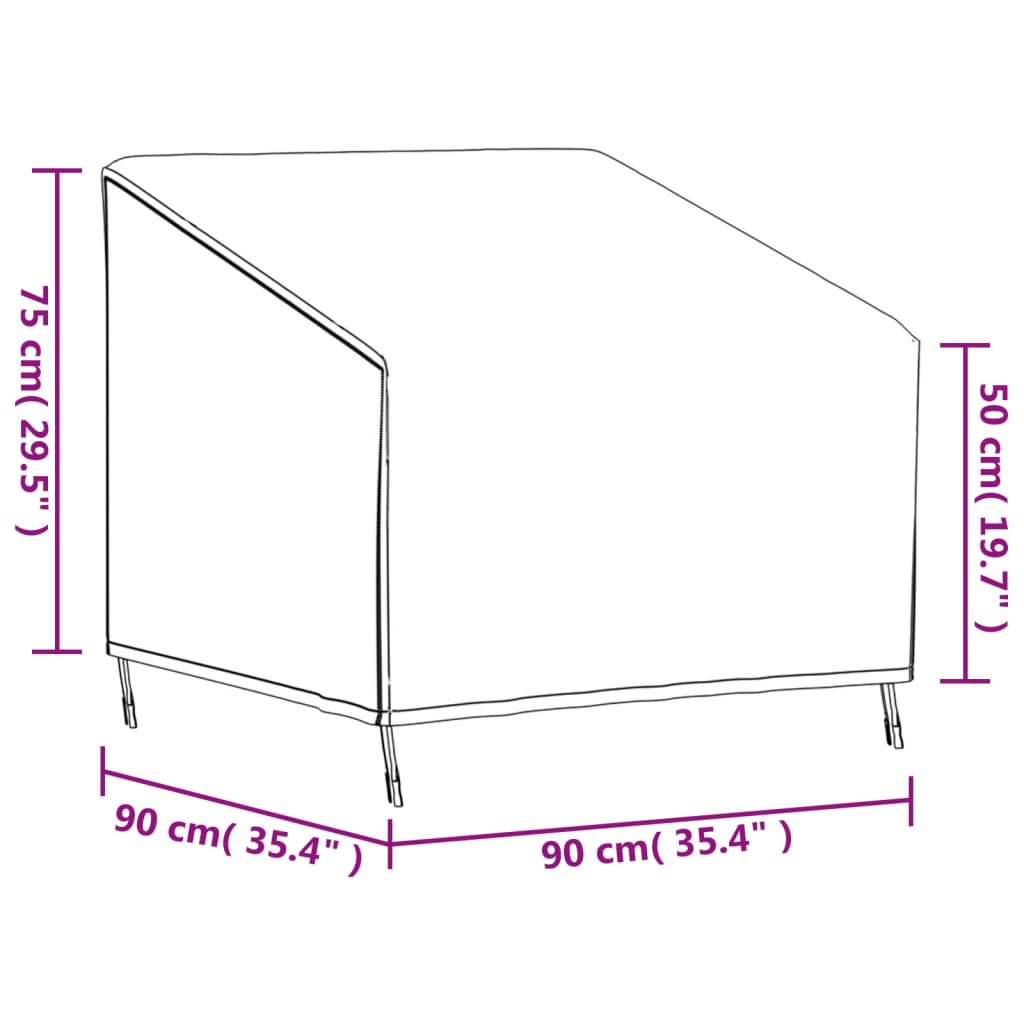 vidaXL fekete 420D oxford szövet kerti székhuzat 90 x 90 x 50/75 cm