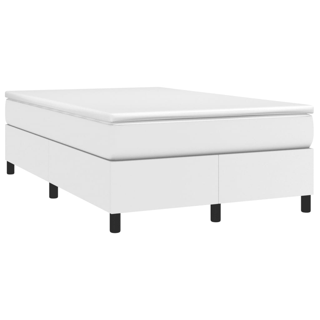 vidaXL fehér műbőr rugós ágy matraccal 120x190 cm