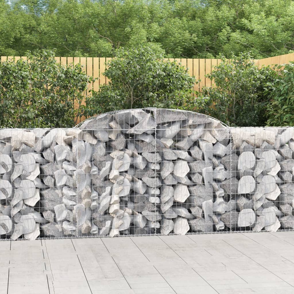 vidaXL 4 db íves horganyzott vas gabion kosár 300 x 50 x 100/120 cm