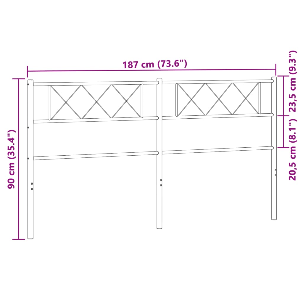 vidaXL fehér fém fejtámla 180 cm