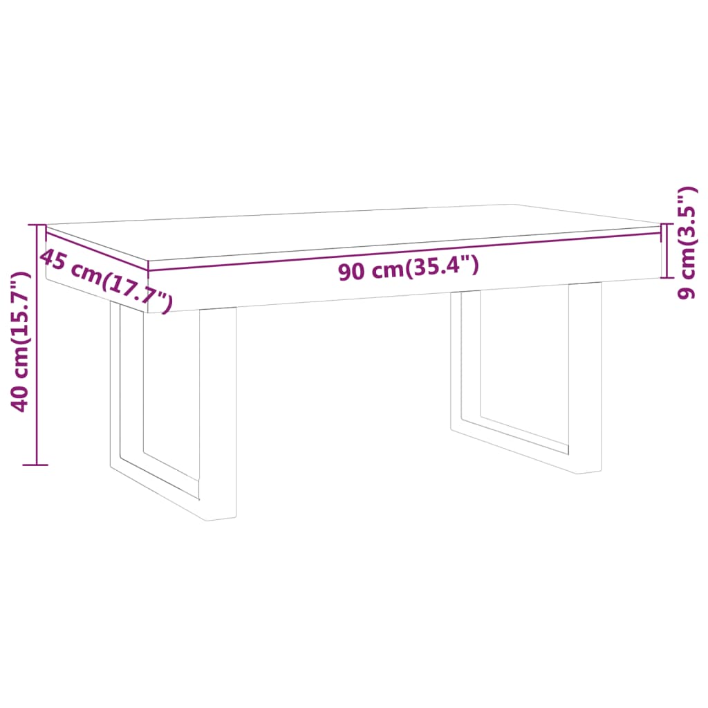 vidaXL világosbarna és fekete MDF és vas dohányzóasztal 90x45x40 cm