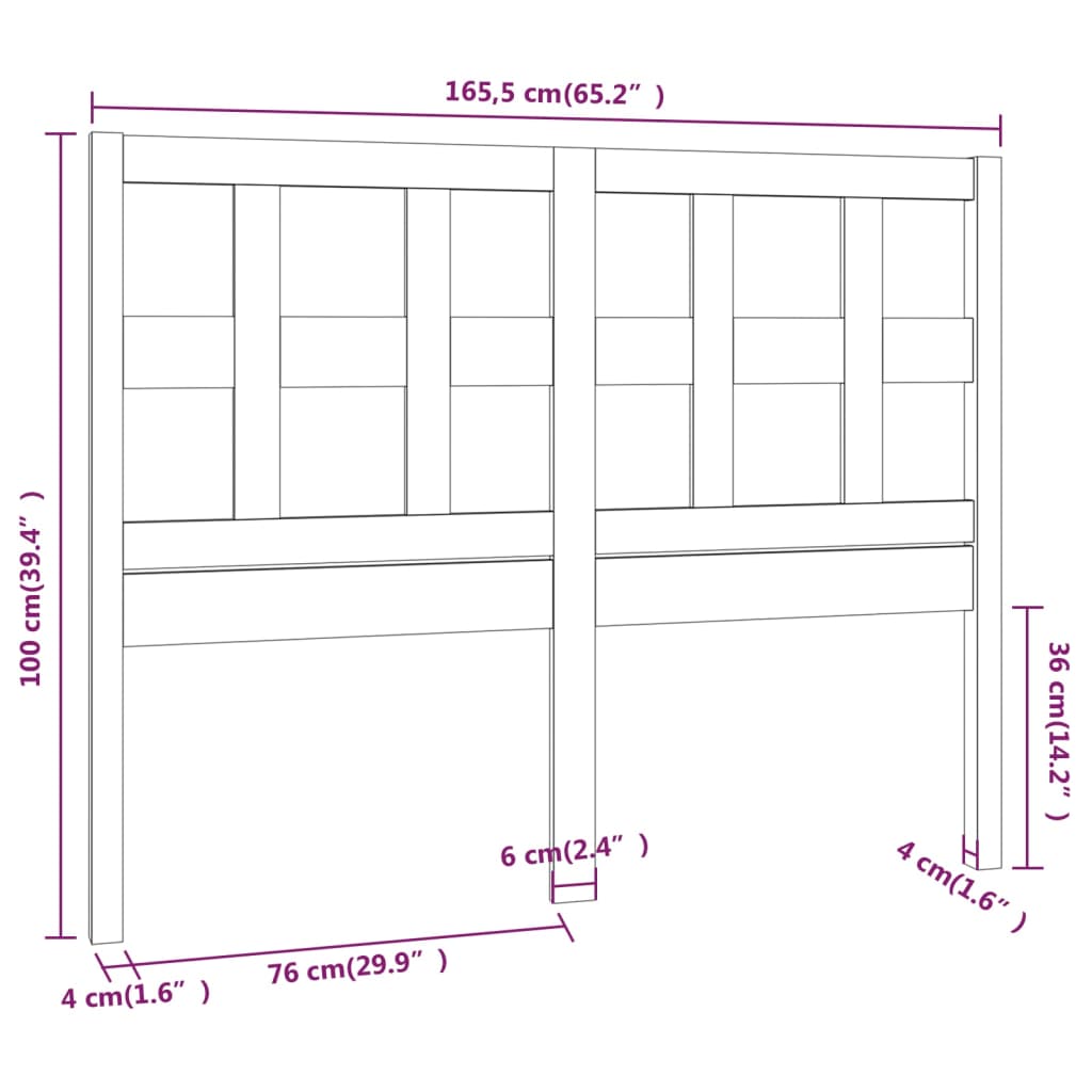 vidaXL fehér tömör fenyőfa ágyfejtámla 165,5 x 4 x 100 cm