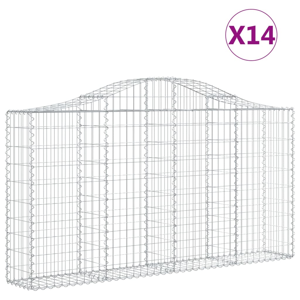 vidaXL 14 db íves horganyzott vas gabion kosár 200x30x100/120 cm