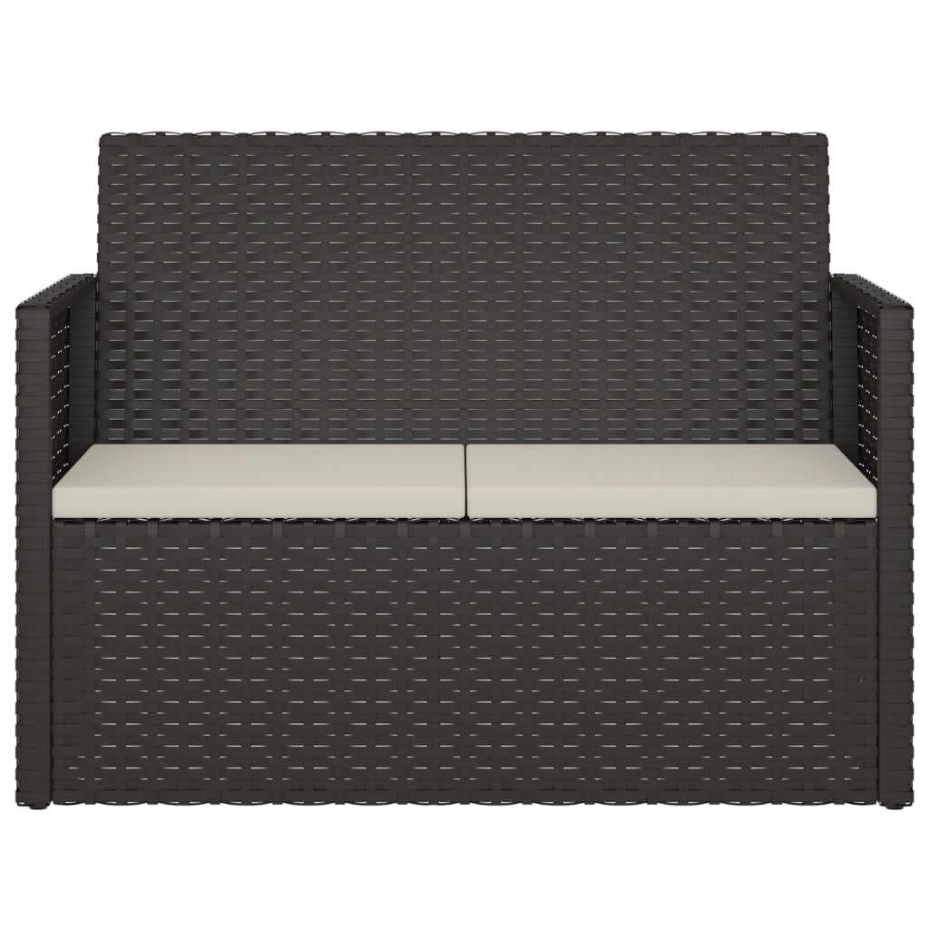 vidaXL fekete polyrattan kerti pad párnákkal 105 cm