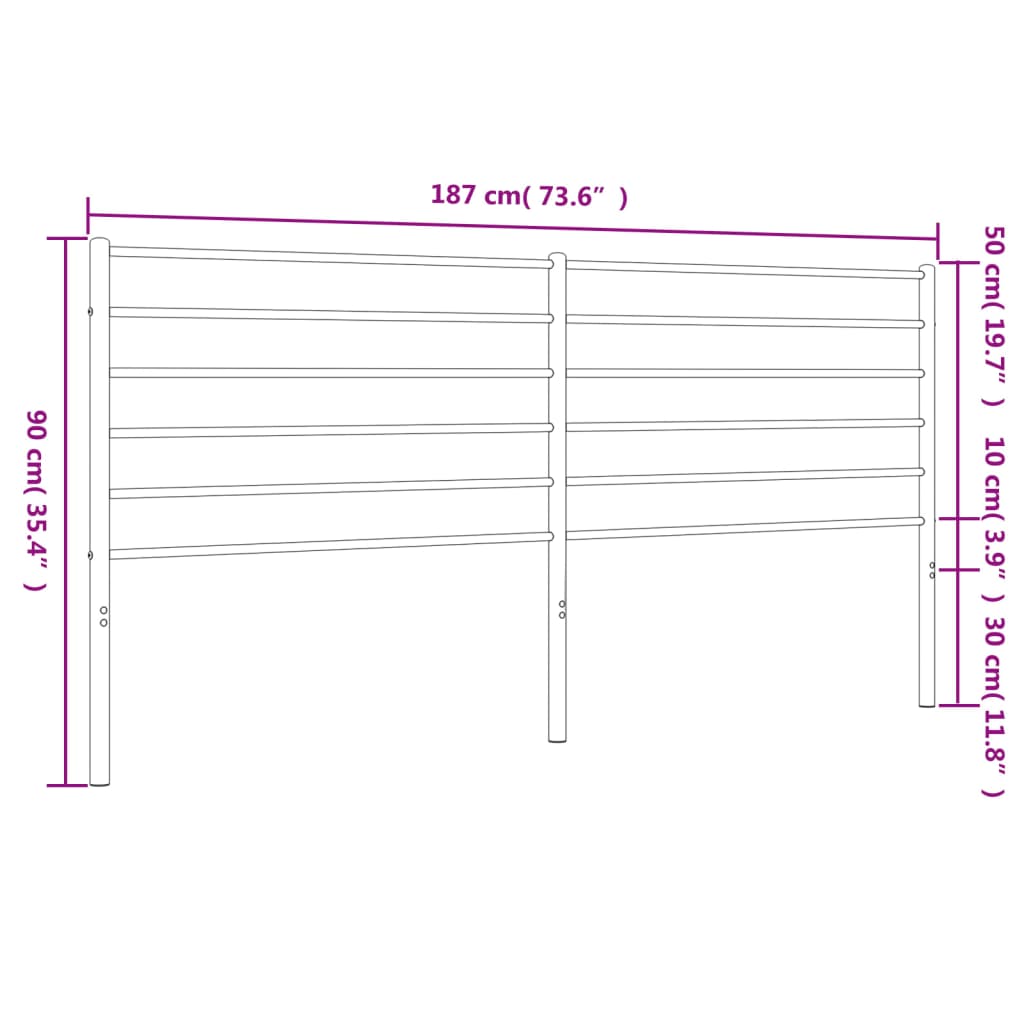 vidaXL fehér fém fejtámla 180 cm