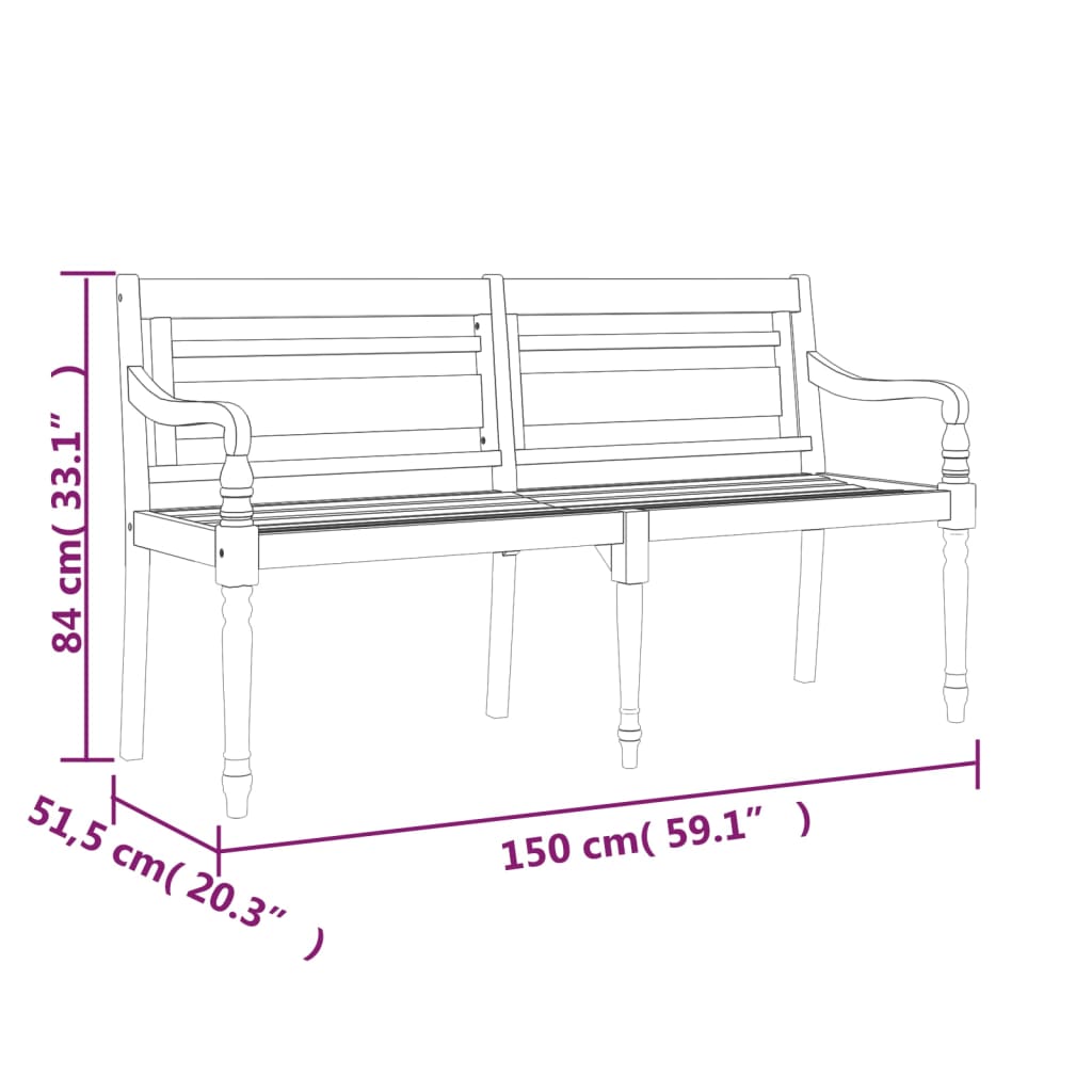 vidaXL tömör tíkfa Batavia pad világoszöld párnával 150 cm