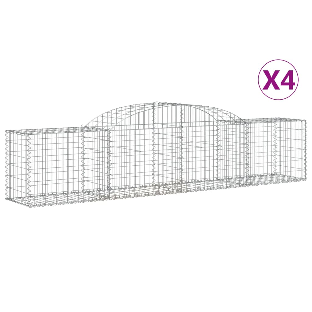 vidaXL 4 db íves horganyzott vas gabion kosár 300x50x60/80 cm