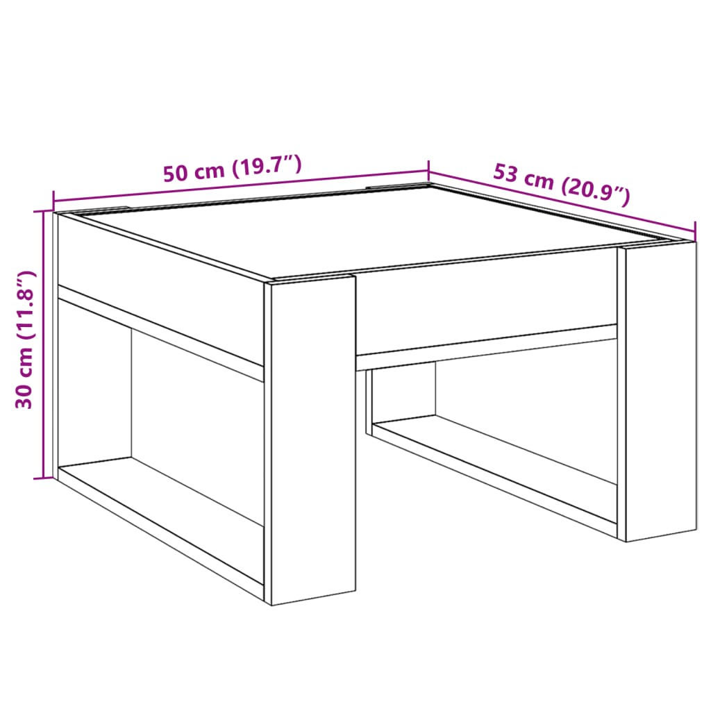 vidaXL szürke sonoma végtelen hatású LED-es dohányzóasztal 50x53x30 cm