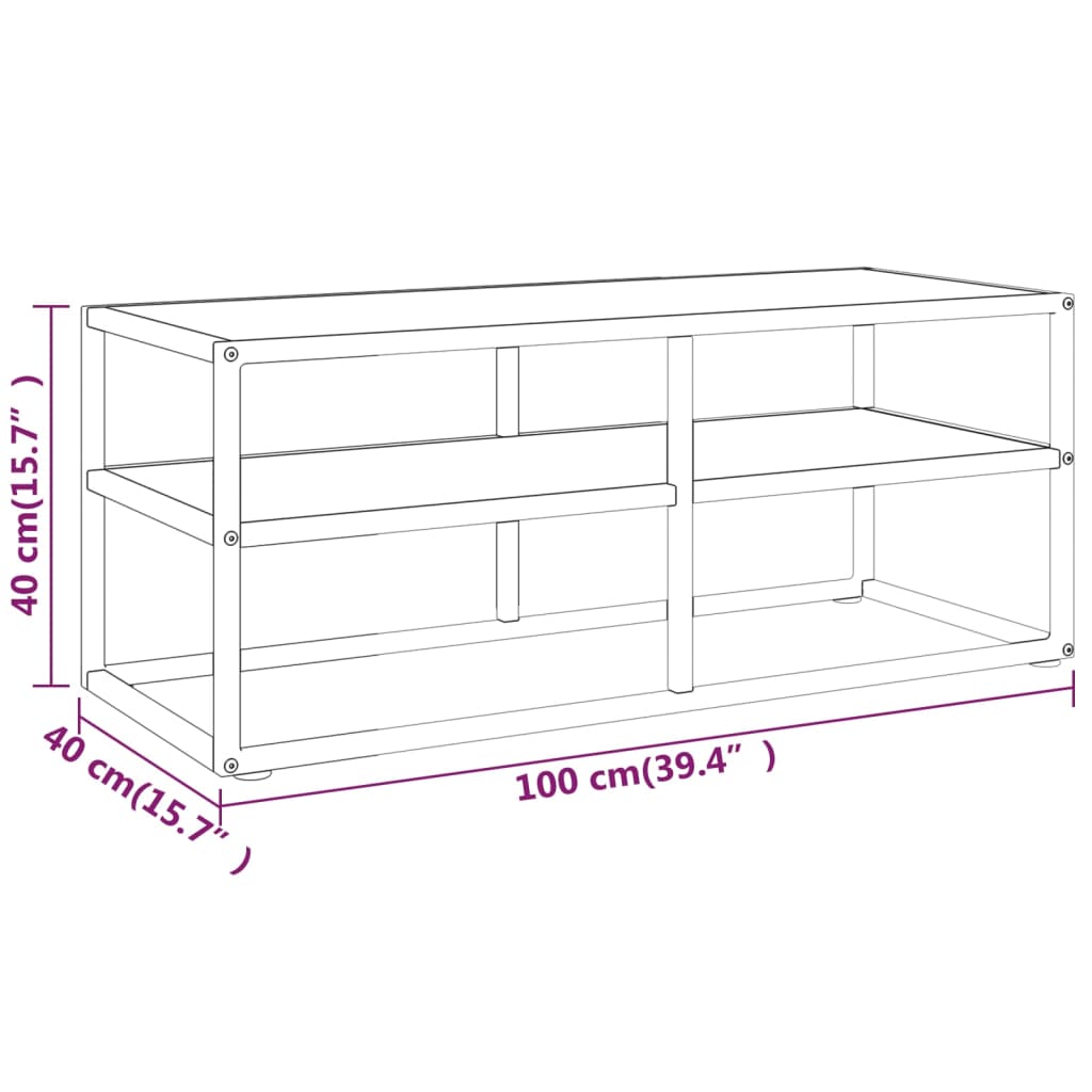 vidaXL fekete TV-szekrény fehér márvány mintás üveggel 100x40x40 cm