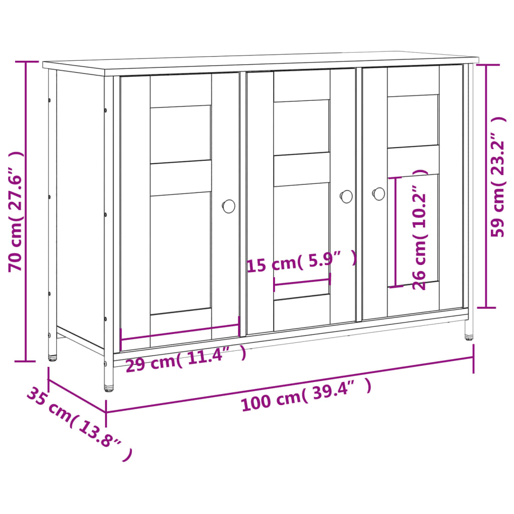 vidaXL barna tölgy színű szerelt fa tálalószekrény 100 x 35 x 70 cm