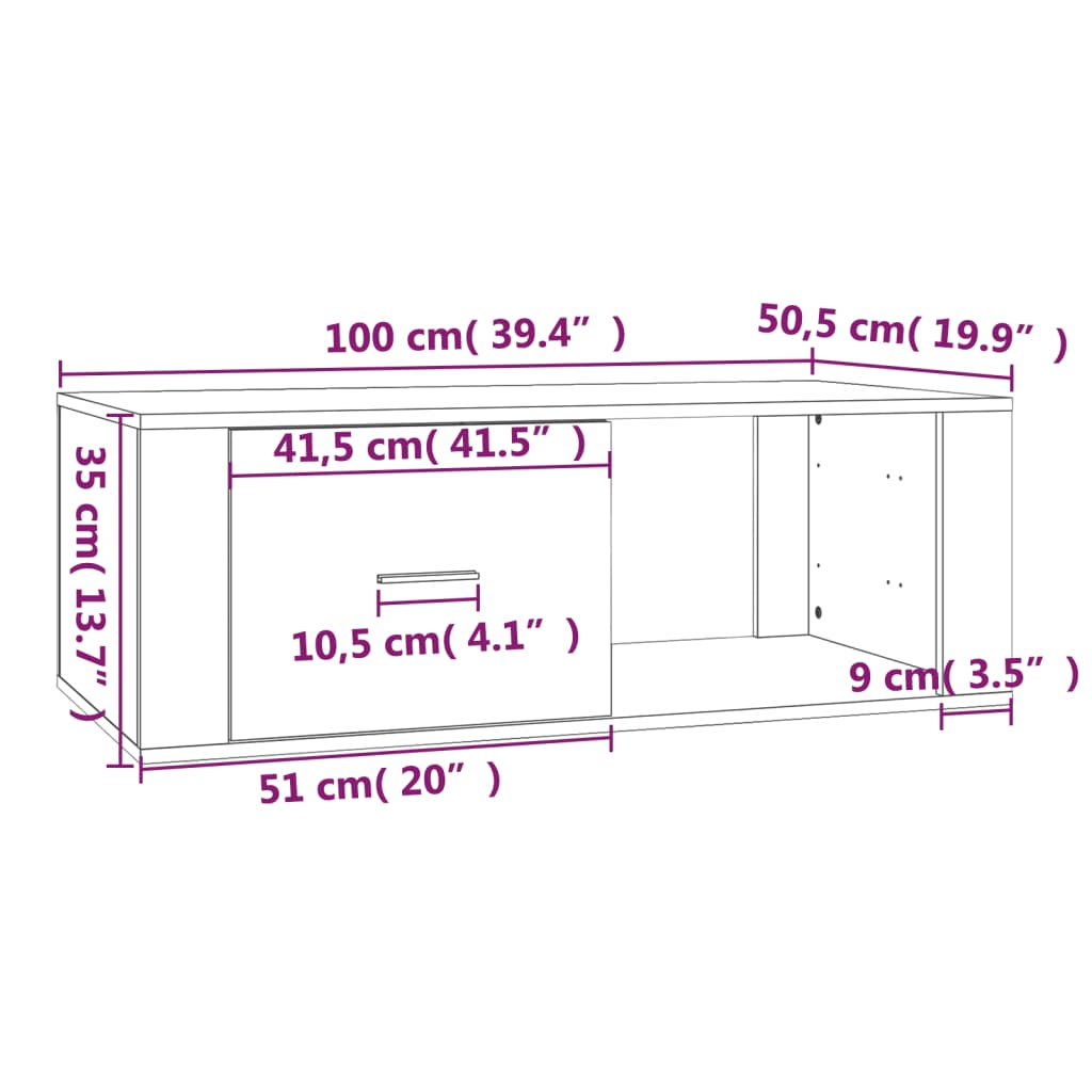 vidaXL barna tölgy fatermék dohányzóasztal 100x50,5x35 cm