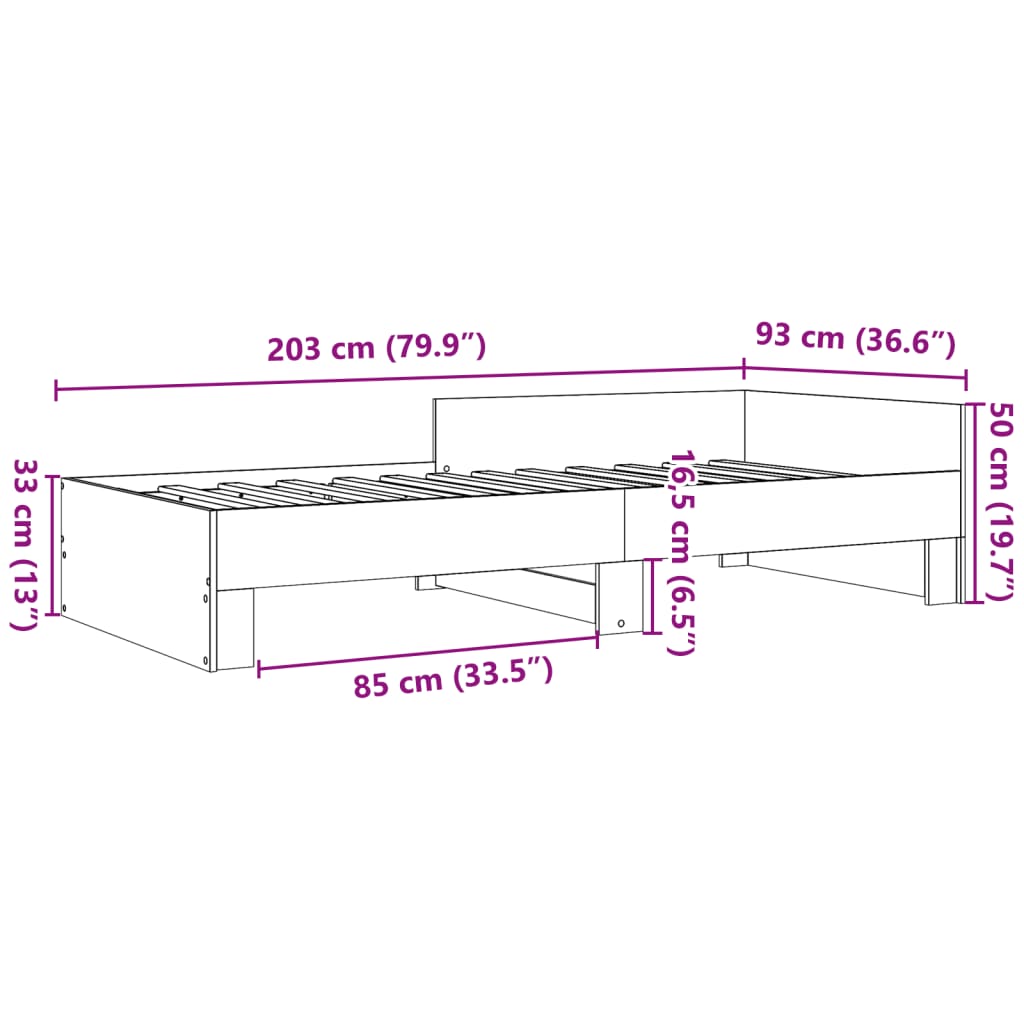 vidaXL sonoma tölgy színű szerelt fa ágykeret matrac nélkül 90x200 cm