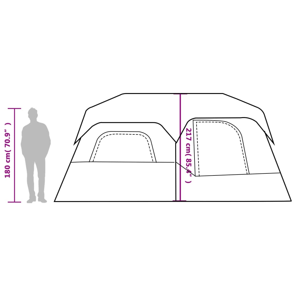 vidaXL 9 személyes világoszöld LED-es felugró családi sátor