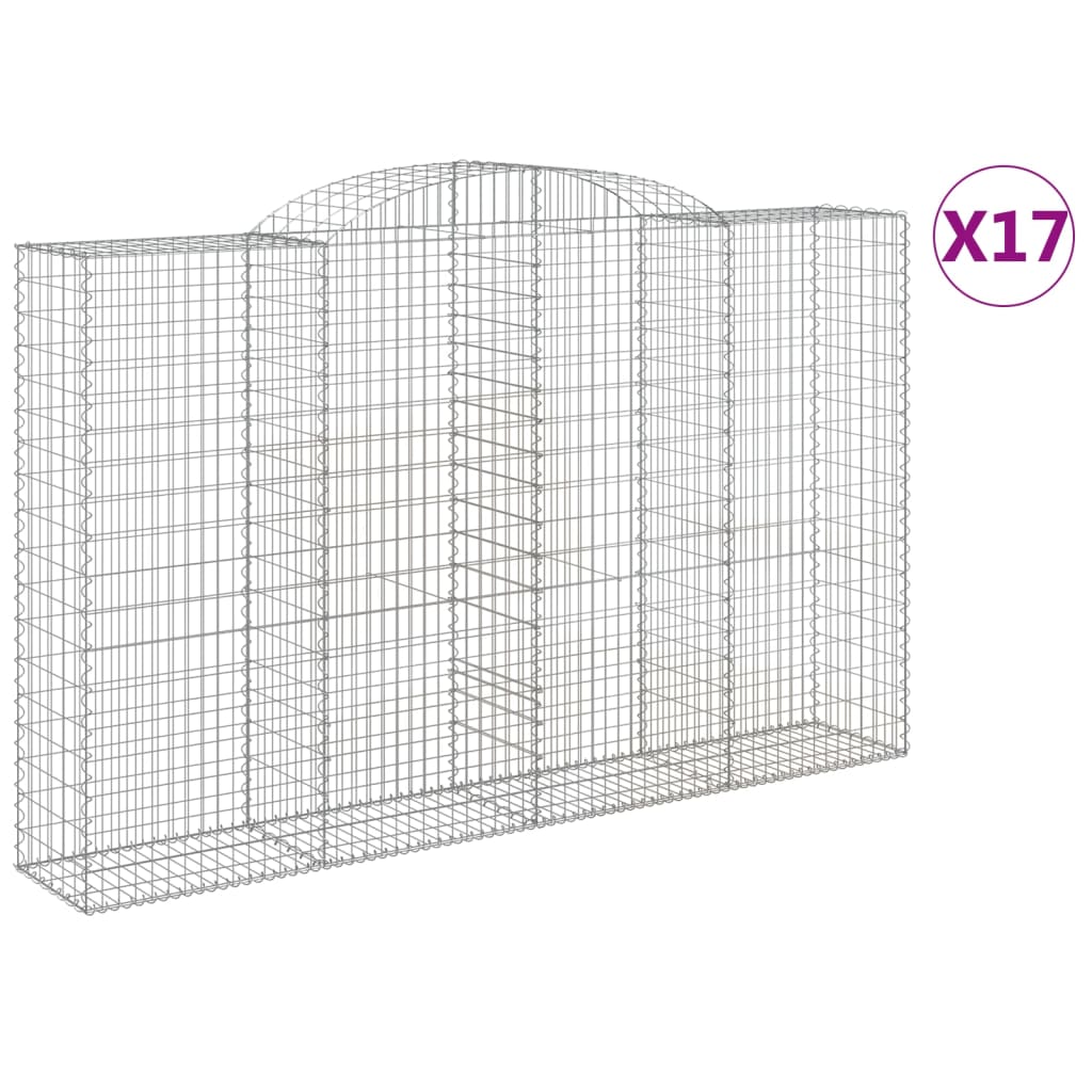 vidaXL 17 db íves horganyzott vas gabion kosár 300x50x180/200 cm