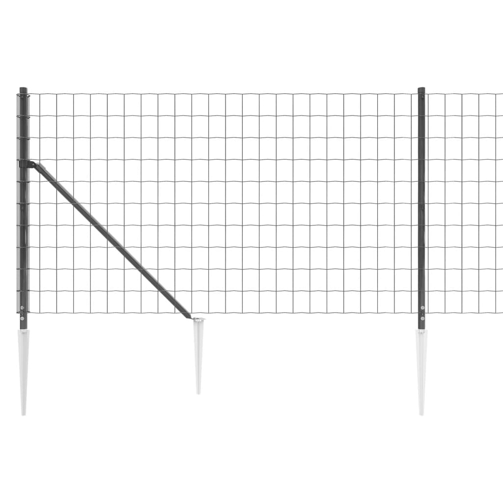 vidaXL antracitszürke dróthálós kerítés cövekekkel 1,1x10 m