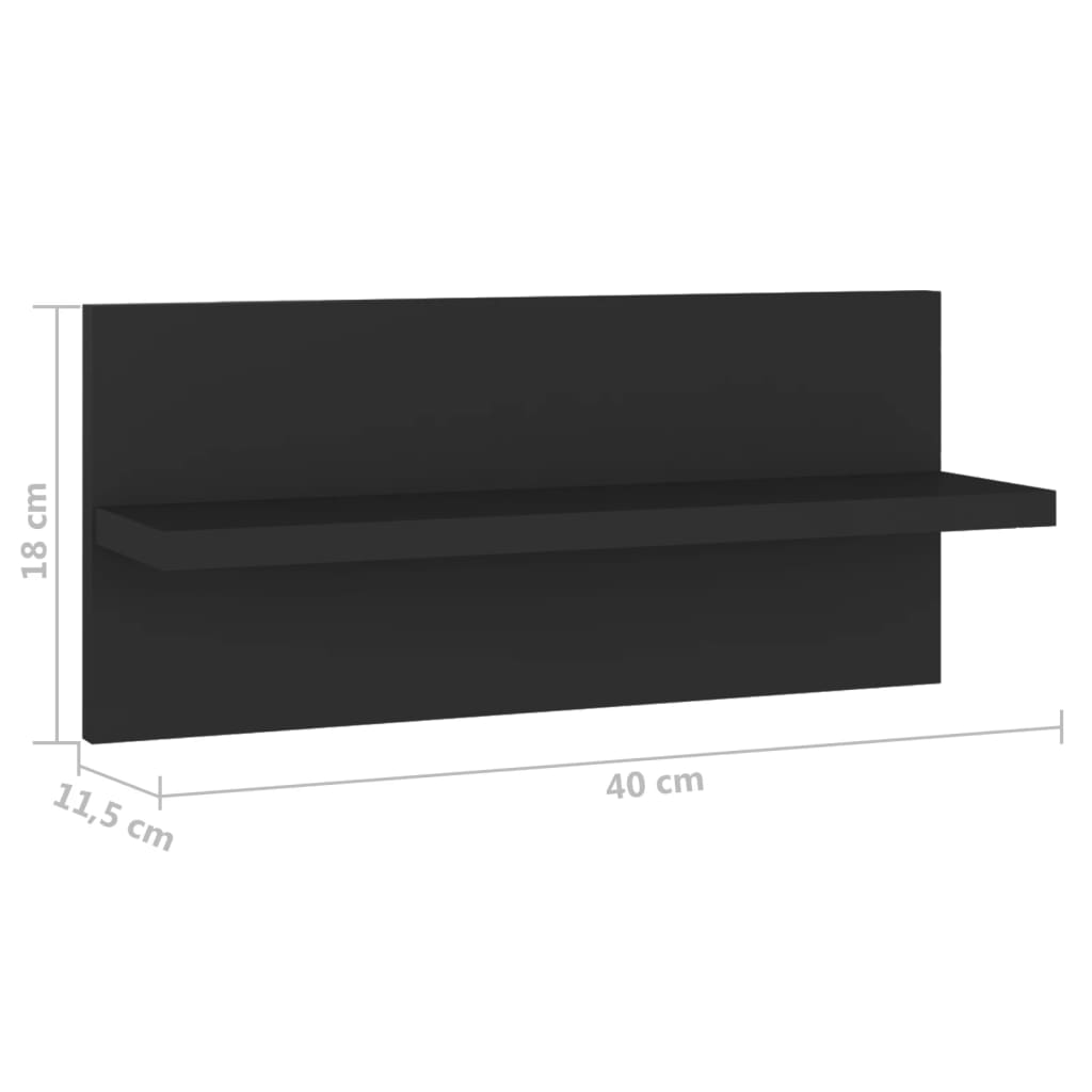 vidaXL 4 db fekete szerelt fa fali polc 40 x 11,5 x 18 cm