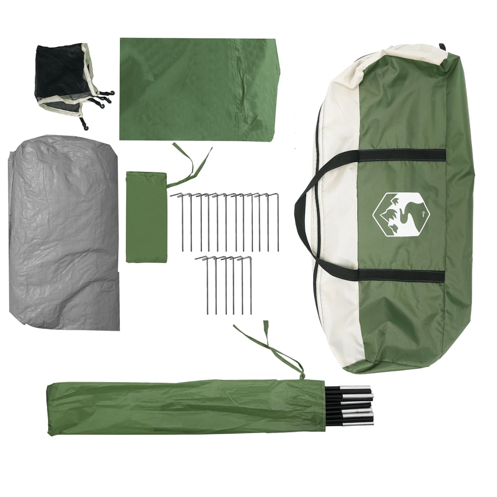 vidaXL 9 személyes zöld vízálló kupolás családi sátor
