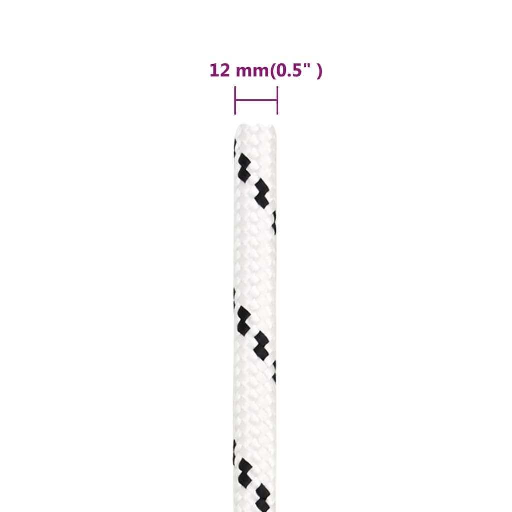 vidaXL fehér poliészter fonott csónakkötél 12 mm x 25 m