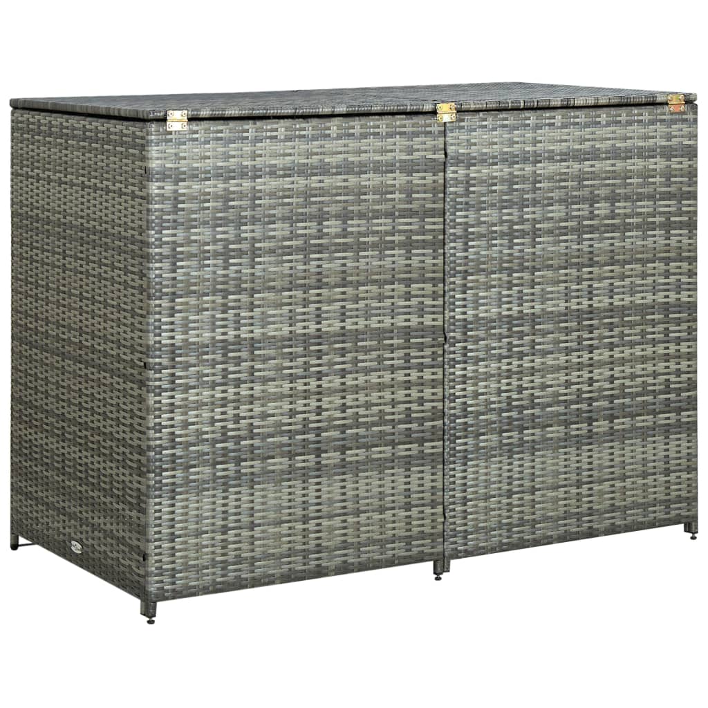 vidaXL antracit polyrattan dupla tároló gurulós kukához 148x77x111 cm