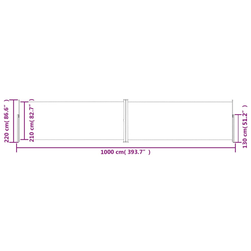 vidaXL piros behúzható oldalsó napellenző 220 x 1000 cm