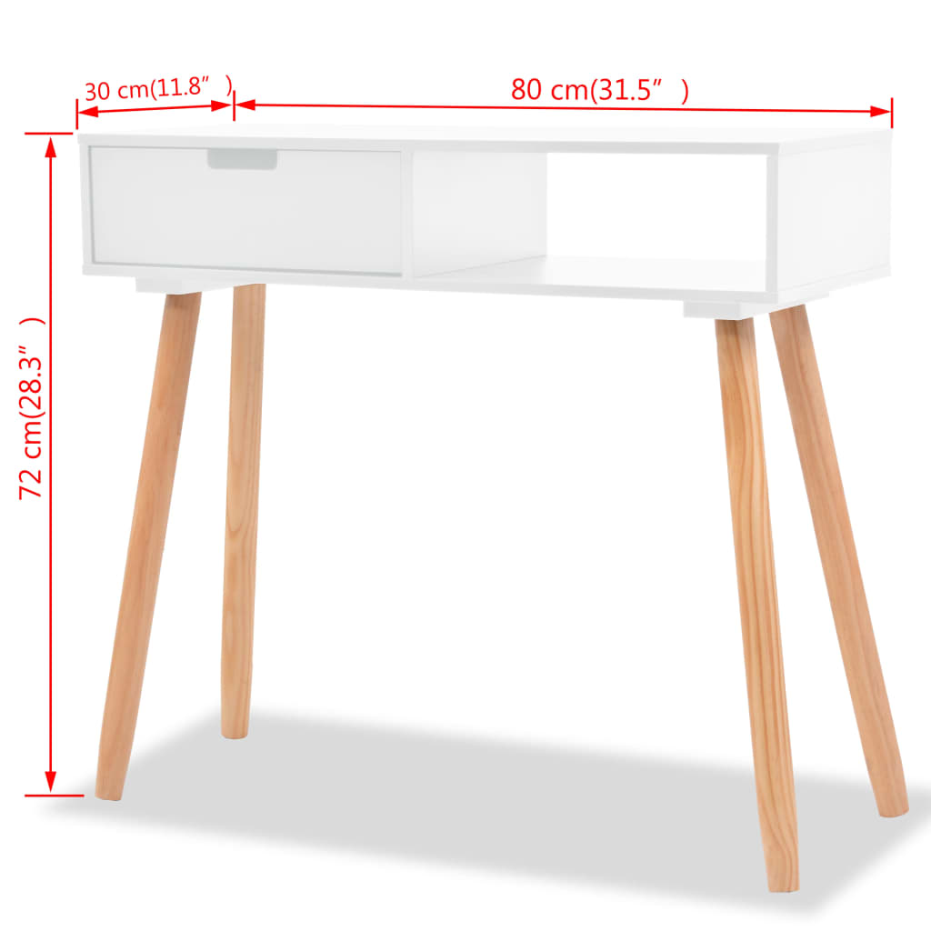 vidaXL fehér tömör fenyőfa tálalóasztal 80 x 30 x 72 cm