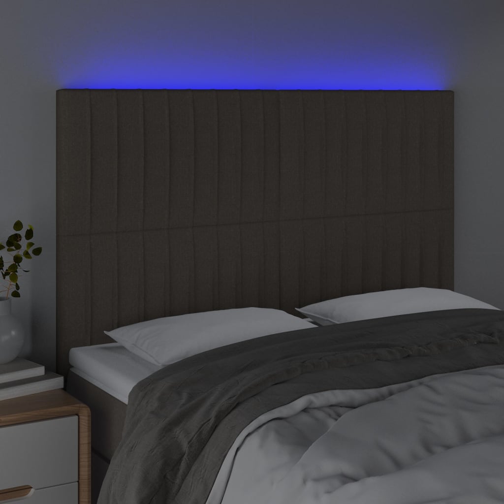 vidaXL tópszínű szövet LED-es fejtámla 144x5x118/128 cm