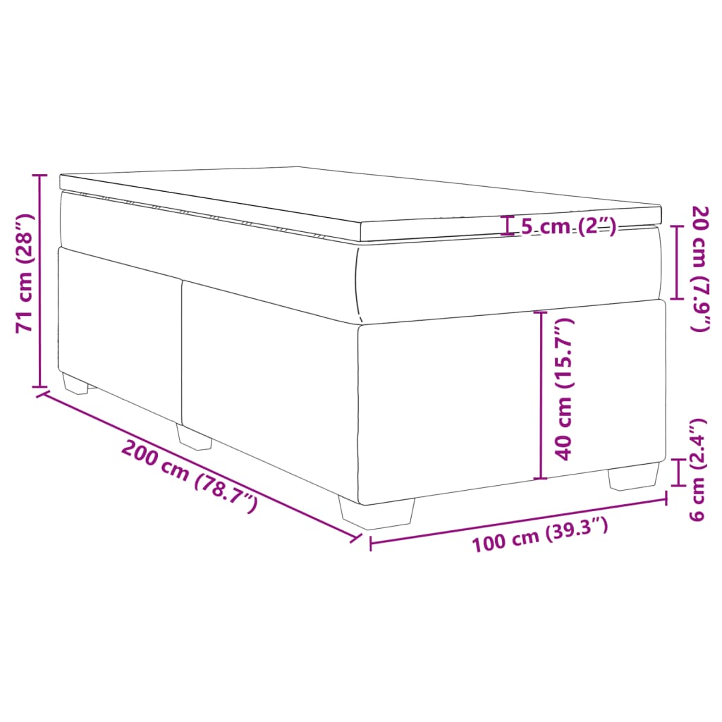 vidaXL sötétszürke bársony rugós ágy matraccal 100 x 200 cm