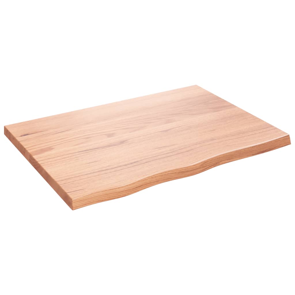 vidaXL világosbarna kezelt tömör tölgyfa asztallap 80x60x(2-4) cm